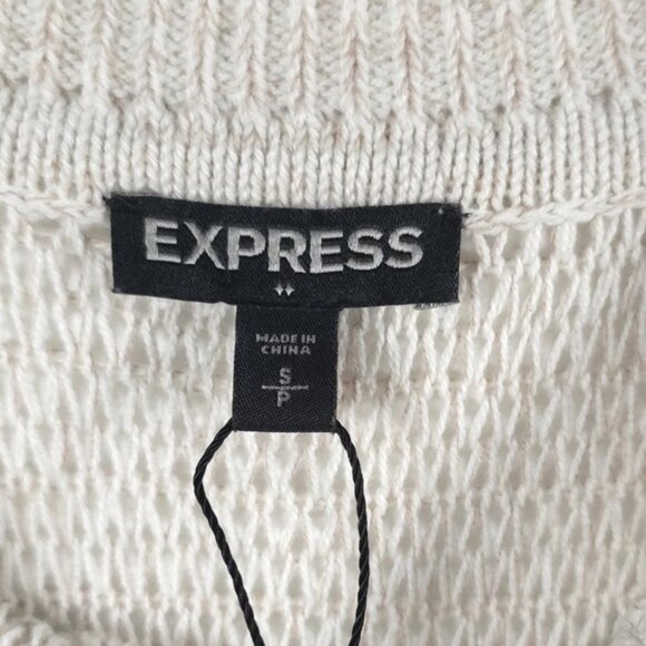 NWT EXPRESS Open Knit Bare Shoulder Pullover Sweater High Low Rolled Cuffs SMALL - Picture 3 of 12
